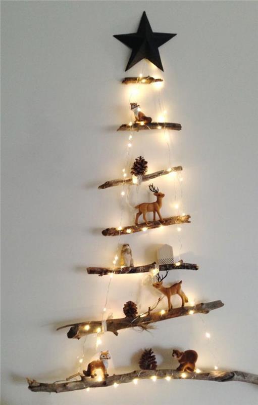 Vianočný strom-naplavené drevo-a-rozprávkové svetlá