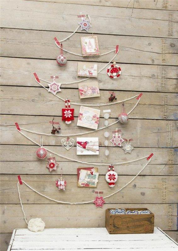 Vianočný stromček-biela-niť-kreatívna-vianočná dekorácia-nápad