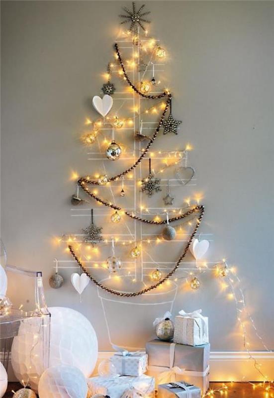 vianočný stromček-vianočný stromček-stena-vianočná-dekorácia-nápad