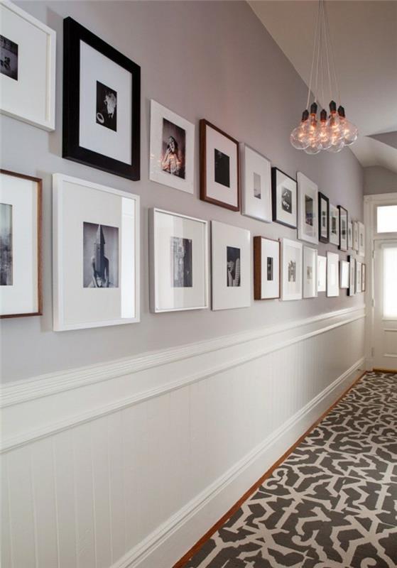 arredare-un-corridoio-design-pavimento-tappeto-colorato-pareti-quadri-cornici-foto