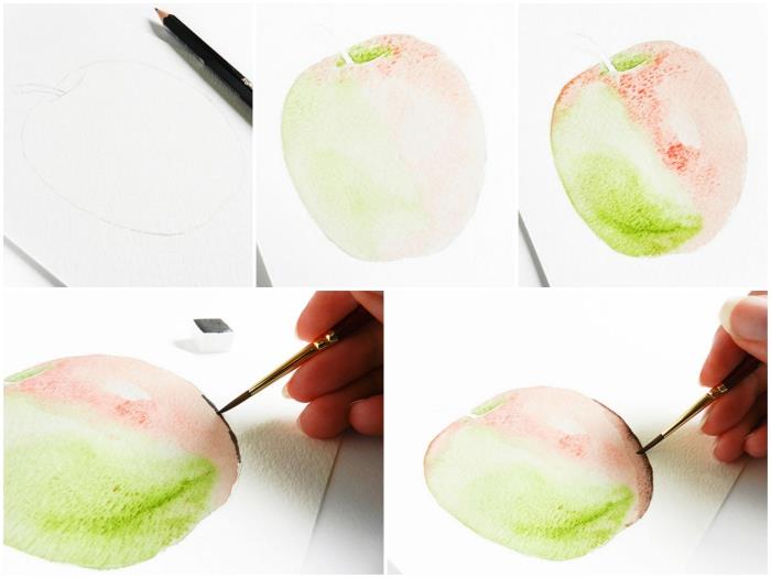enkel teknik för att göra ett äpple i akvarell