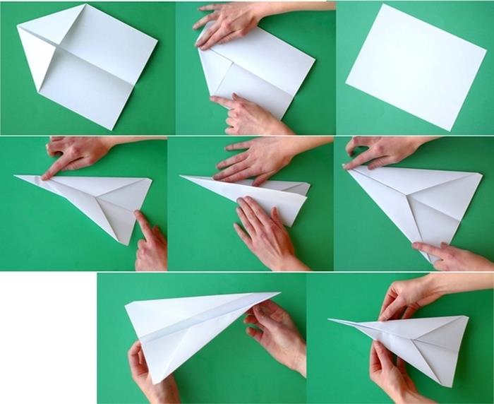 návod na ľahké papierové lietadlo, ktoré dobre letí, skladacie kroky na výrobu origami lietadla s jednoduchým a tradičným dizajnom
