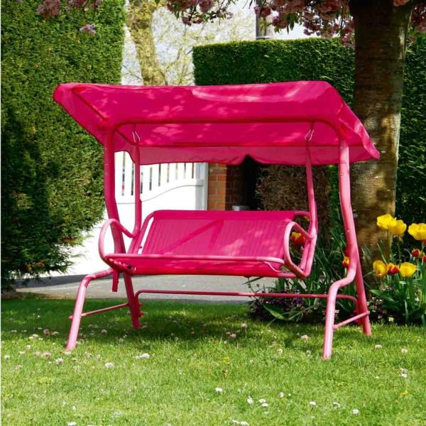 vacker-rosa-design-trädgård-gunga