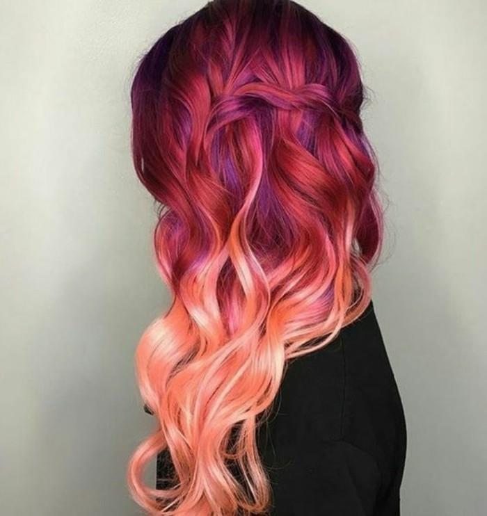 balayage-ros-hår-färgning-hallon-röd
