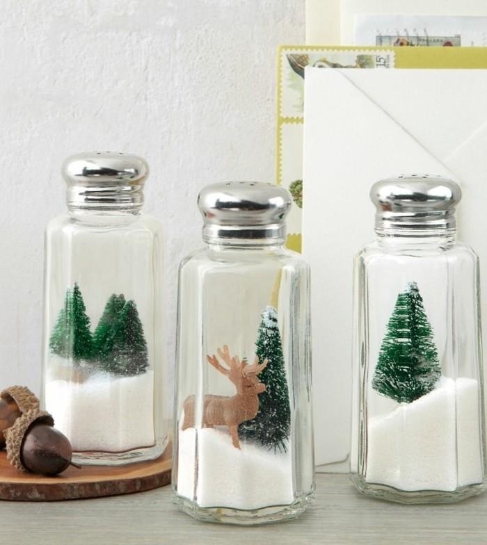 Regali di Natale fai da te، contenitori di vetro con coperchio bucato per il sale، decorazioni all'interno