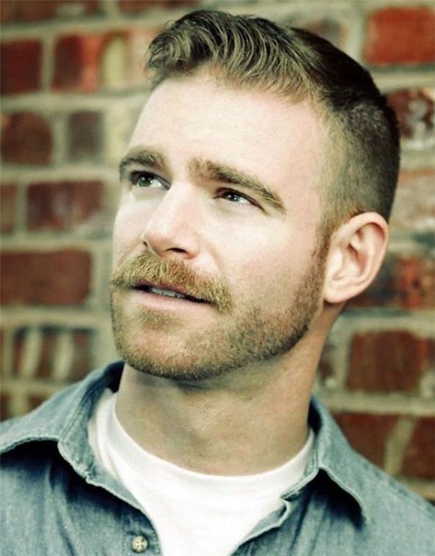 rakskägg med kort trimmer och mustasch hipster stil