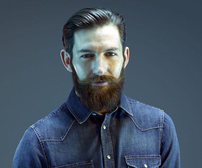 trim hipster skägg fyrkantig pompadour cut man