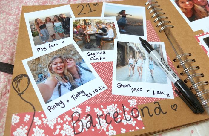 Barcelona semester, scrapbooking album, scrapbooking bok, fotoalbum scrapbooking idé, polaroid foto och små beskrivningar