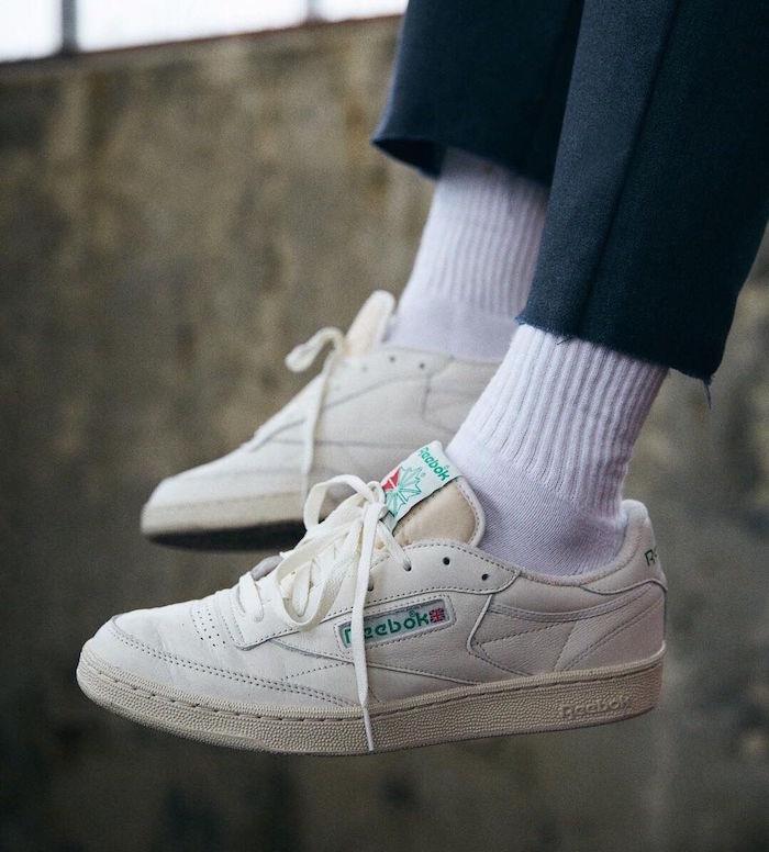 pánske biele tenisky reebok club c85 classic v retro štýle v koži