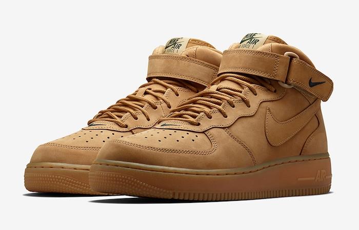 Nike air force 1 mid flax high-top sneakers i begränsat brunt läder