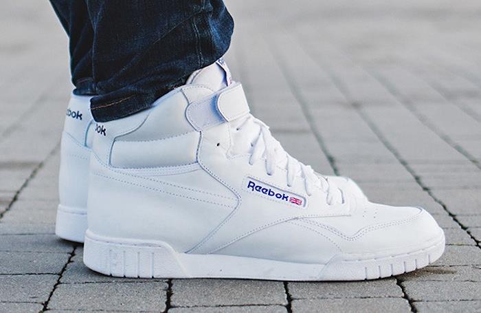 reebok ex-o-fit hög vit vintage herr hög topp tränare