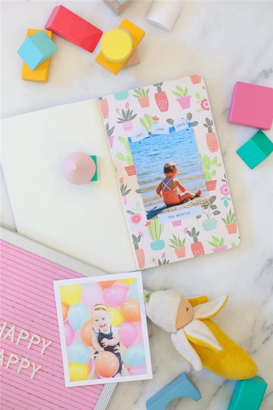 Hur man gör en scrapbooking sida, barn scrapbooking fotoalbum, enkel idé att göra ett album med foton