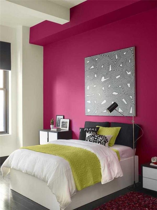 Nápady na tapety do spálne Farby do spálne vyberajú originálnu kombináciu ružovej a zelenej farby vašej spálne