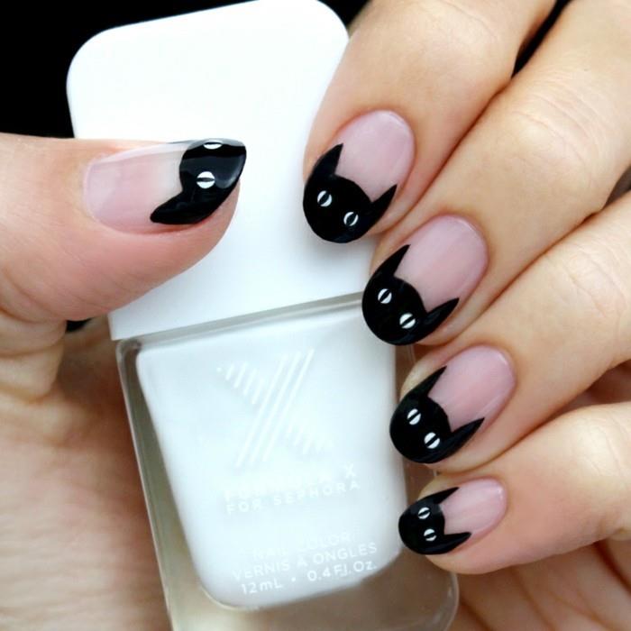 beautiful-deco-nail-model-nail-halloween-cat-noir