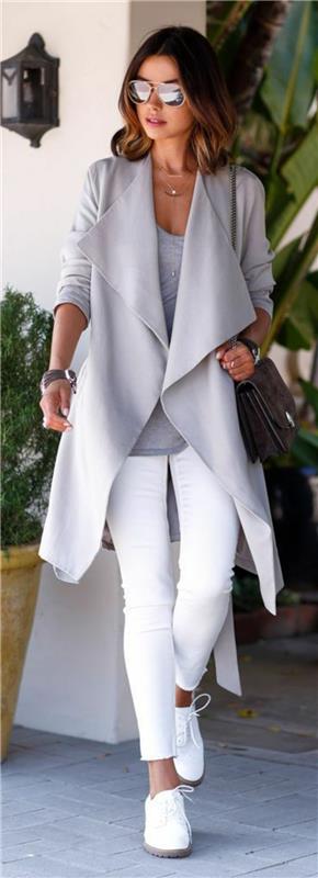 krásna žena-model-biela-topánka-nápad-outfit