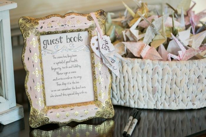 Personalizovaná svadobná kniha hostí Svadobná kniha origami vtáky s citátmi
