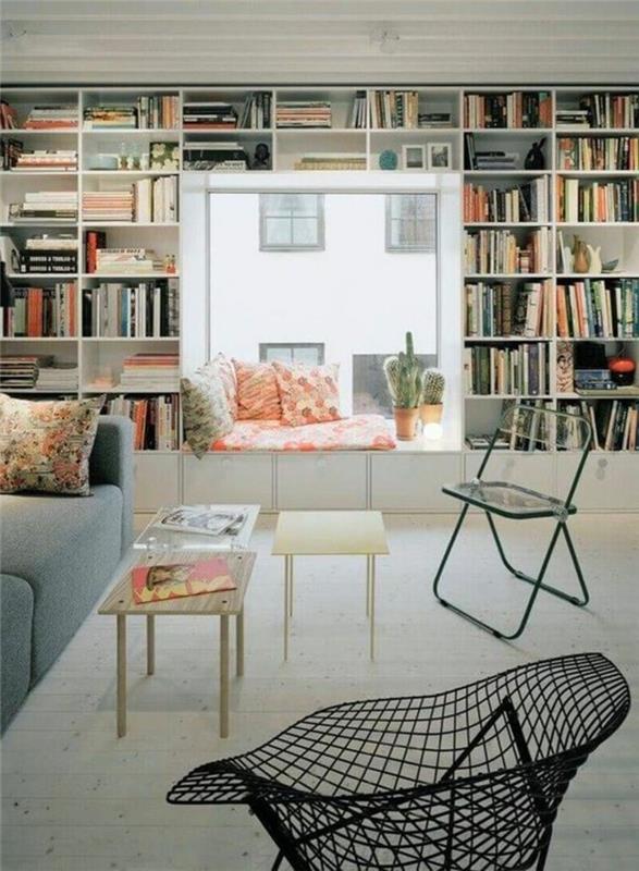 poličky na knihy-nábytok-obývacia-šedá-svetlá-súčasný-nábytok