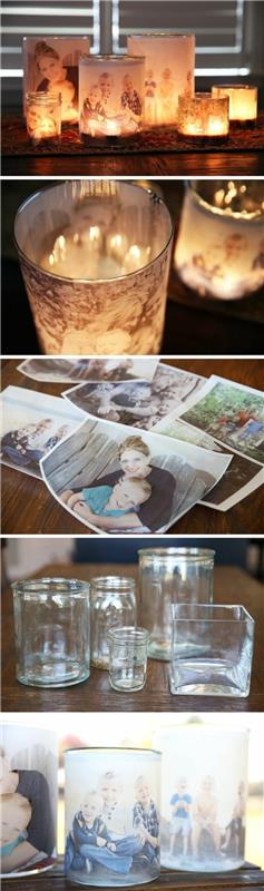 Idee Regalo Fai da te، bicchieri di vetro da utilizzare تأتي Portacandele، decorazione con fotografie di bambini