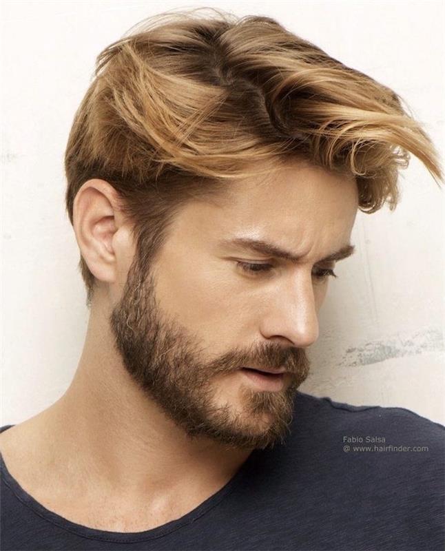 trimma skägget i 3 dagar kort frisyr för blond man