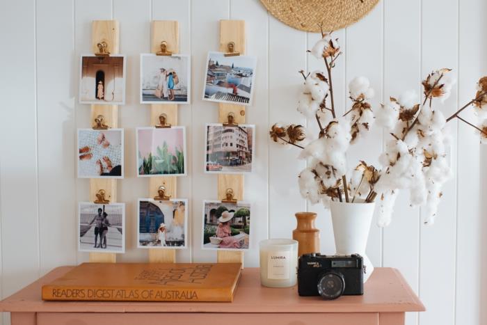 ديكور مكتب جميل مع حامل صور حائط مزهرية قطنية ، صورة بيلي ميل كيفية تخزين الصور جيدًا