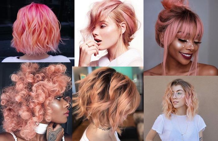 Moderné dámske zrážky 2020, rôzne modely účesov pre ženy v trendy ružových ružových vlasoch