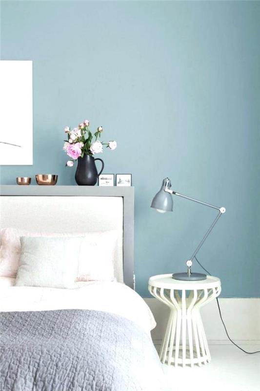 Farby stien spálne sú ideálne pre nápady na zdobenie spálne pre dospelých pre modernú spálňu modrej a šedej