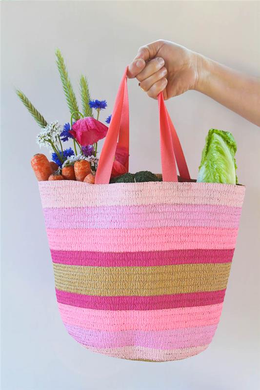 Regalini fai da te، borsa per la spesa di lana colorata، المكونات في البورصة المتسوق