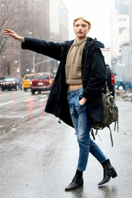 regn-stövel-kvinna-idéer-outfit-för-vinter-höst-i-NY