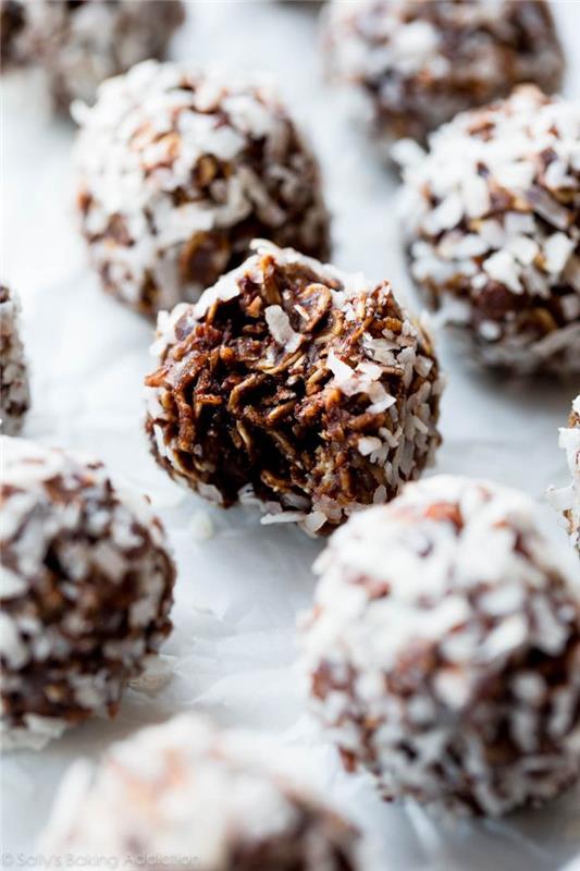 choklad och kokos snöbollar original julreceptidé för enkelt och snabbt efterrätt havregrynsrecept