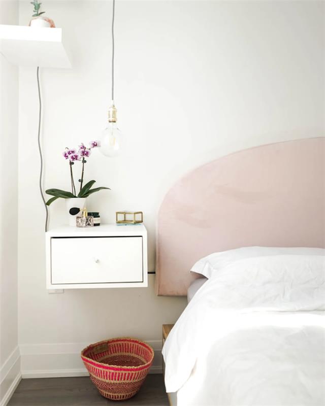 ikea sängänden av orkidéer sovrum i minimalistisk stil i vit deokartion idé