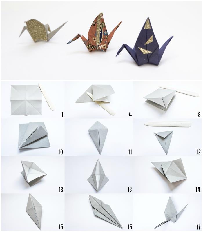 ľahký návod na vtáčí origami, tri modely papierových žeriavov na výrobu vlastných kúziel pre bižutériu
