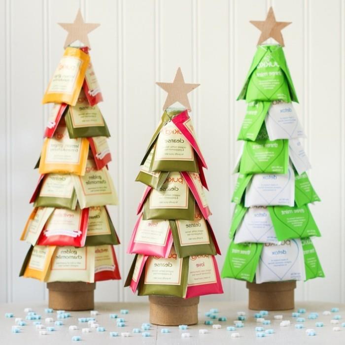 Albero di Natale con le bustine di the، édé fai da te، idea regalo natalizio