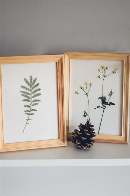 gör ett vintageherbarium med tunga böcker, idé för en inredning inspirerad av botaniska samlingar