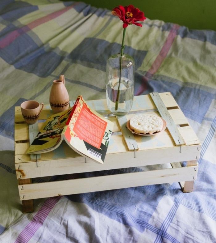 فكرة كيفية صنع طاولة تقديم في صندوق خشبي ، اقتراح لتقديم الإفطار ، إعادة تدوير مشروع الديكور