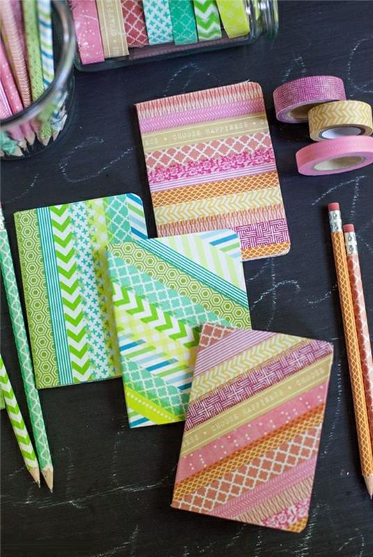 notebook-prispôsobené-rôzne-farby-ceruzky-páska-nápad-diy-na-to-one-veľkosť
