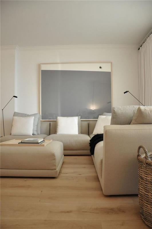 béžová pohovka-obývacia izba-zariadenie-v béžovom-minimalistickom štýle