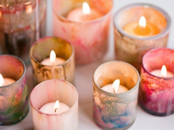 Idee Fai da Te، Candele Profumate، Bicchieri di Vetro Dipinti Con Vari Colori