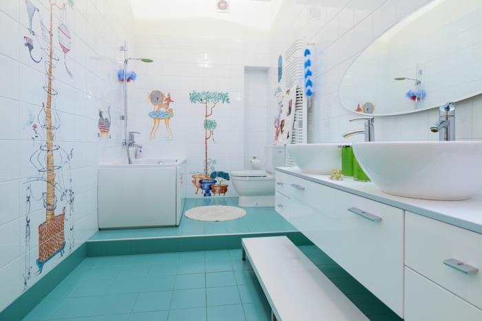 stor badrumsmodell med badkar för barn, vilka kakelplattor att välja till barnbadrum