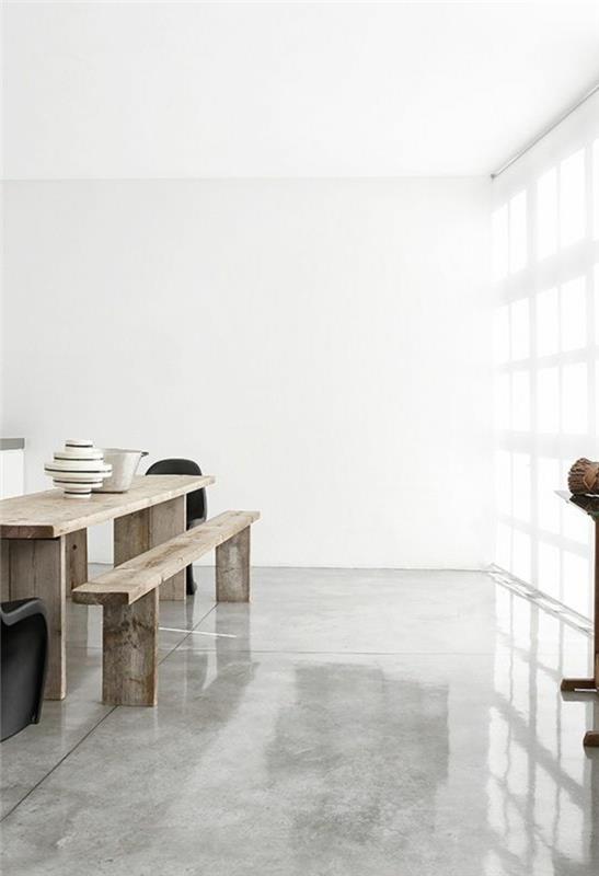 betónový efekt-dlaždice-v-retro-rustikálnom-minimalistickom štýle-kuchyňa-biele steny