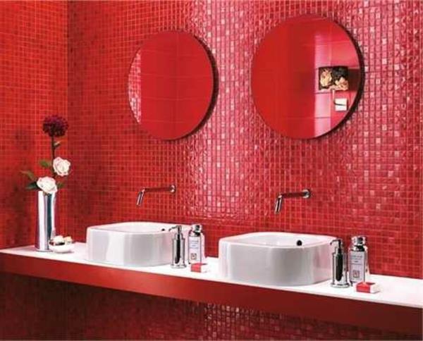 بلاط الحائط للحمام بألواح حمراء