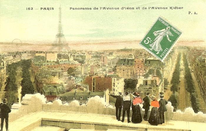 gamla vykort paris frankrike eiffeltornet