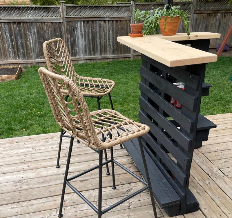 DIY rotting bar stol utemöbler svart färgpall