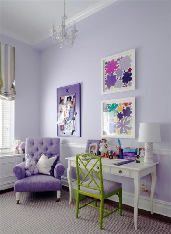 kontorsstol-barn-sovrum-lila-matta-golv-färgade-väggar-fly-stol