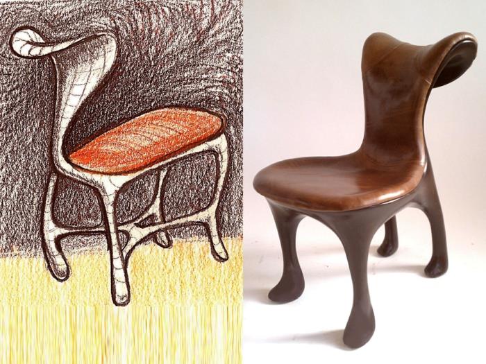 ako premaľovať drevený nábytok, stoličku bez podrúčok so silne zakriveným operadlom, extravagantný štýl, prispôsobiť si kus nábytku
