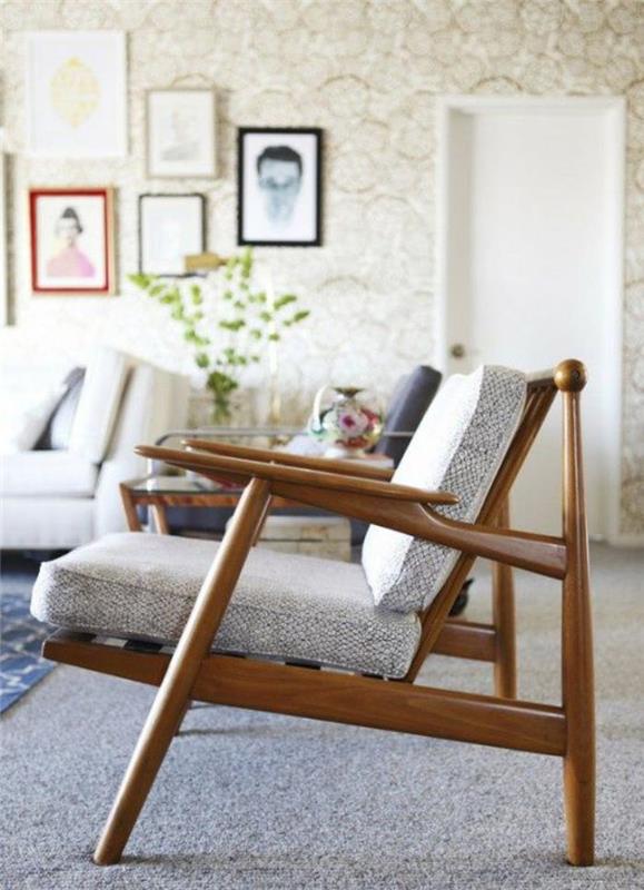 Škandinávska stolička-Severská stolička-sklápacia sedačka-drevo-textilná-stolička