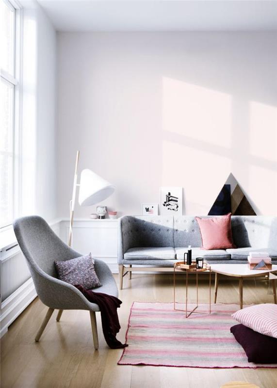Škandinávsky jednoduchý interiér-sedačka a pohovka v severskom štýle