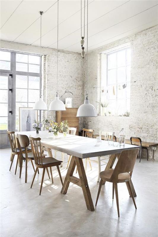Škandinávska stolička-dlhý-jedálenský stôl-škandinávsky-podkrovný byt