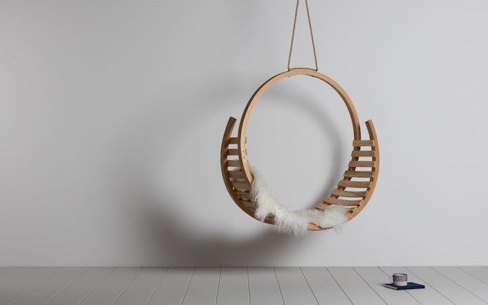 cirkulär trädesign hängstol modell hygge typ i minimalistisk skandinavisk dekoration