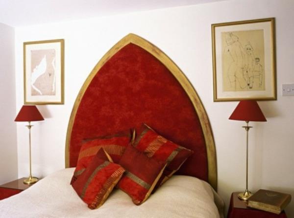 غرف نوم كبار - غرف نوم - على الطراز القوطى - بسيط - أحمر - ذهبى