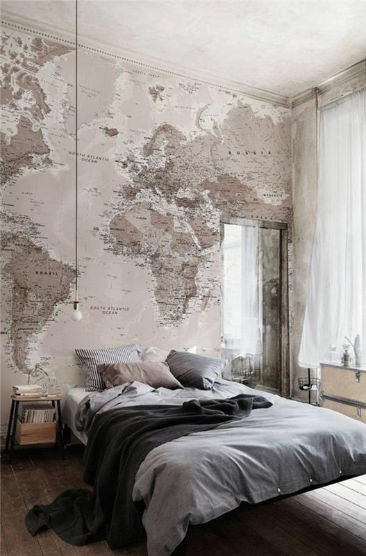 غرف نوم - ورق حائط - ريفي - أرض - خريطة العالم